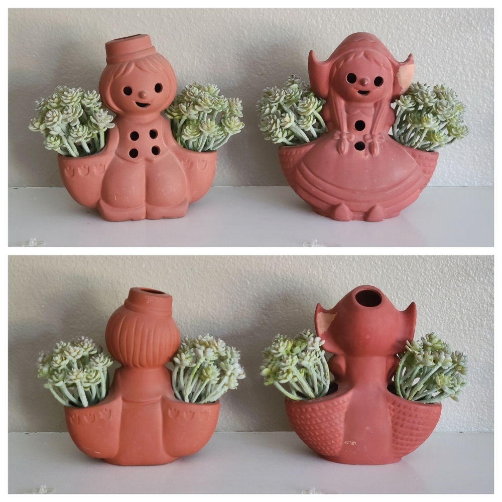 Set of 2 Vintage Planters - Dutch Children